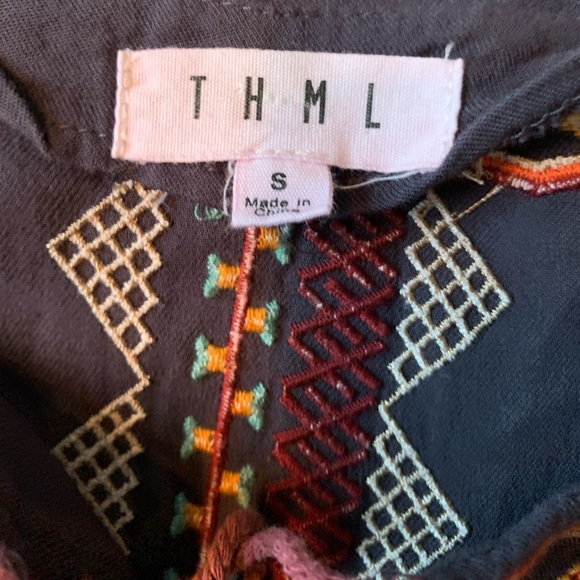 THML Gray Embroidered Tunic Dress Small - Picture 2 of 6